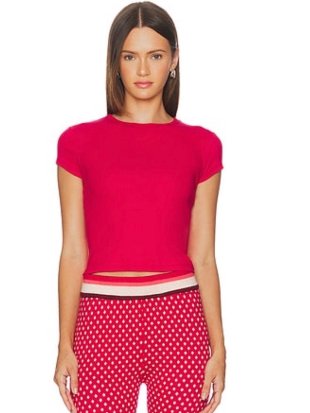 Free People x Intimately Wait A Minute Baby Tee In Lipstick Red